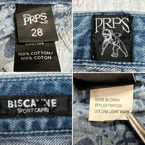 PRPS BISCAYNE Short Capri Frayed Hem Jean SIZE 28 WAIST 27 Crop Distressed Denim - Picture 4 of 13